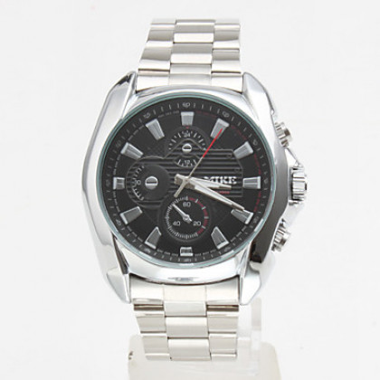 мужской деловой силиконовые аналоговые кварцевые наручные часы (серебро)
