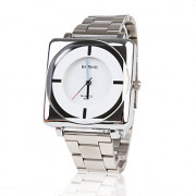 мужской нержавеющей стальной ленты элегантный квадратный наручные часы - белый