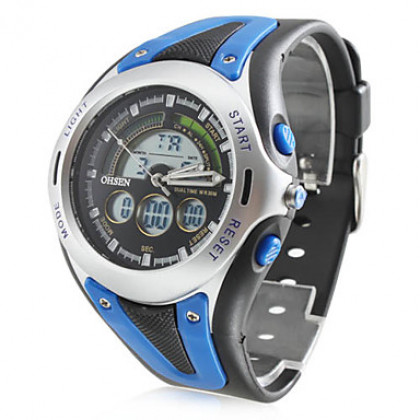 мужской спортивный многофункциональный резиновые аналоговые цифровые мульти-движения наручные часы (черный)