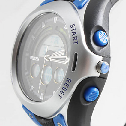 мужской спортивный многофункциональный резиновые аналоговые цифровые мульти-движения наручные часы (черный)