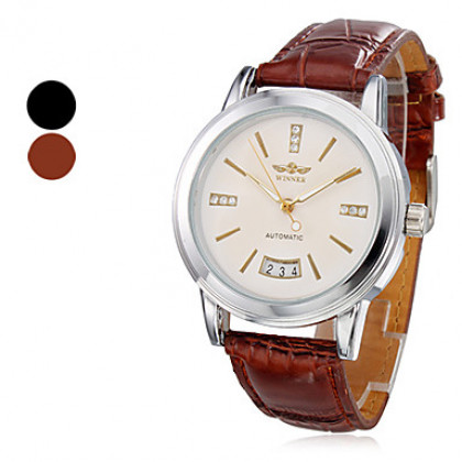 Мужской стиль Аналоговый механический PU наручные часы (разных цветов)