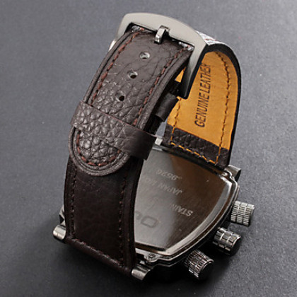 Мужской стиль Компас PU Аналоговые кварцевые наручные часы (2 часовых поясов, коричневый)