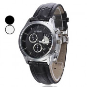 Мужской стиль одежды PU аналоговые кварцевые наручные часы (черный)