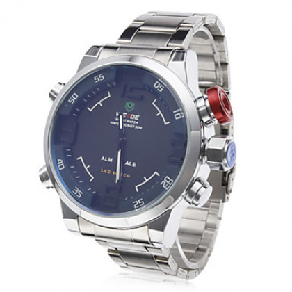 Мужской стиль одежды сплава аналогового - Digital Multi-движения наручные часы (серебро)