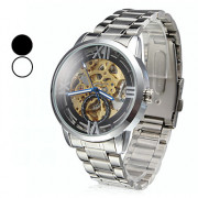 мужской стиль полый стальной аналоговые механические наручные часы (серебро)