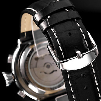 Мужской стиль PU Аналоговый Авто-механические наручные часы (черный)