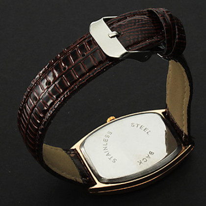 Набор для пары: кварцевые наручные часы на коричневом ремешке из искусственной кожи