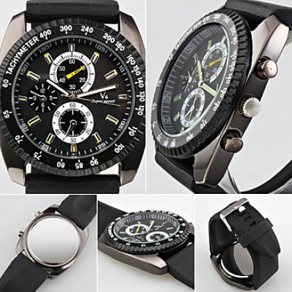 новые стильные мужские черные силиконовые спорта наручные часы SW8