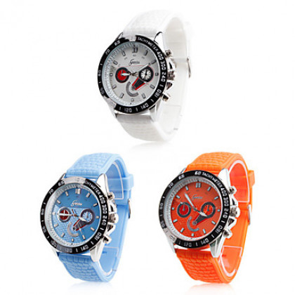 Очаровательный унисекс резиновые аналоговые кварцевые наручные часы (разных цветов)
