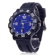 ORKINA W004 Модные кварцевые наручные часы резиновые для мужчин - черный + синий (LR626 * 1)