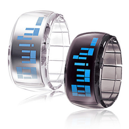 Пара футуристических наручных часов с синим LED - чёрные и белые