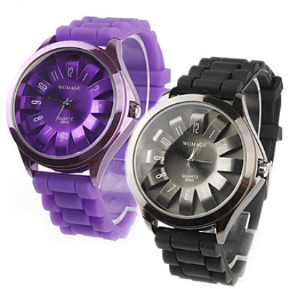 Пара хризантемы образный металлический диск дизайн кварцевые наручные часы - черный и фиолетовый