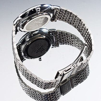 Пара Пара стиля стали аналоговые кварцевые часы наручные (серебро)