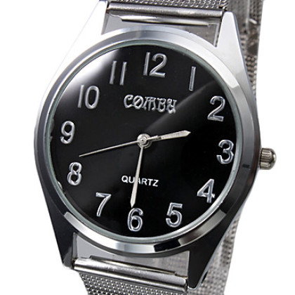 Пара Повседневный стиль стали аналоговые кварцевые часы Пара (серебро)