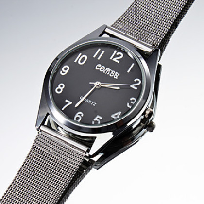 Пара Повседневный стиль стали аналоговые кварцевые часы Пара (серебро)