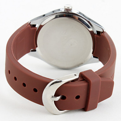 Пара силиконовых часы аналоговые кварцевые наручные (коричневый)