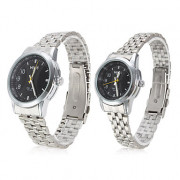 Пара сплава аналоговые кварцевые часы пару с черным лицом (серебро)