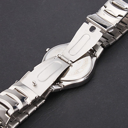 Пара стальных пары Аналоговые кварцевые наручные часы (серебро)