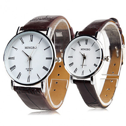 пара стиле ПУ аналоговые кварцевые наручные часы (ассорти)