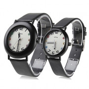 пара стиле унисекс ПУ аналоговые кварцевые наручные часы (черный)