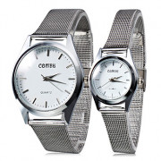 Пара стиле унисекс стали аналоговые кварцевые наручные часы (серебро)