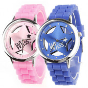 Пара выдалбливают звезда шаблон проектирования кварцевые наручные часы с кристально украшения - синий и розовый