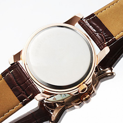Пара Водонепроницаемый Стиль PU аналоговые кварцевые наручные часы (коричневый)