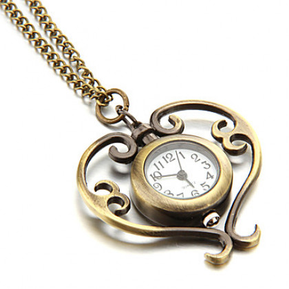 Персик женские сердца стиле сплава год сбора винограда кварц ожерелье Аналоговые часы