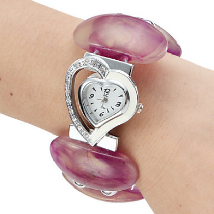 Пластиковые аналогового женские кварцевые часы браслет (разных цветов)