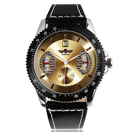 Победитель механические часы мужские Vogue Auto Sports Car F1 Синий Смотреть кожа наручные часы
