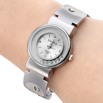 Подвижные Женские Diamond Dial круг шаблон Стальной браслет кварцевые аналоговые часы браслет (разных цветов)