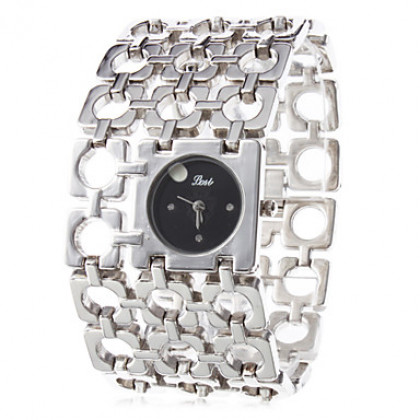 Полые Группа Женский стиль сплава аналогового кварцевые часы браслет (серебро)