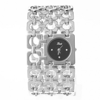 Полые Группа Женский стиль сплава аналогового кварцевые часы браслет (серебро)
