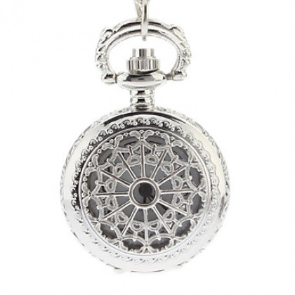 Полые обложка женского серебряного сплава кварц ожерелье Аналоговые часы