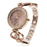 полый сплава женщин аналоговые кварцевые часы браслет (золото)