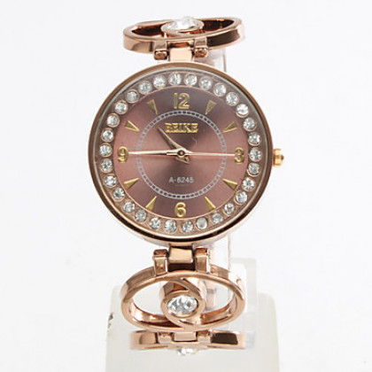 полый сплава женщин аналоговые кварцевые часы браслет (золото)