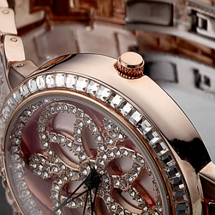Поворотный Diamante женский цветочный дизайн сплава группы кварцевые аналоговые наручные часы