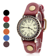 Повседневный стиль Женские кожаные Аналоговые кварцевые наручные часы (разных цветов)