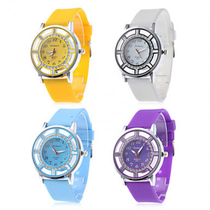 Повседневный стиль Женские Силиконовые аналоговые кварцевые наручные часы (разных цветов)