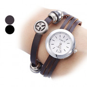 простые и стильные женские кожаные аналоговые кварцевые часы браслет (разных цветов)