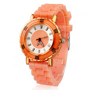 Простой стиль Женские Силиконовые Кварцевый Спорт наручные часы (оранжевый)
