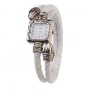 пу веревкой группы кварцевые часы браслет для женщин (белый)