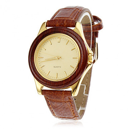 PU женщин Аналоговые кварцевые наручные часы (коричневый)