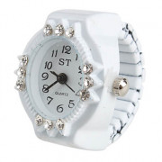 Рыба-формы женщин стиль сплава аналоговые кварцевые часы кольца (белый)