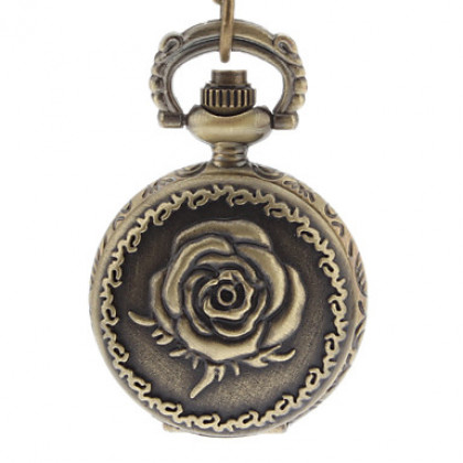 Rose Женские обложки сплава год сбора винограда кварцевые аналоговые карманные часы с цепочкой