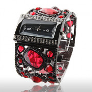Роскошные женские часы с черным браслетом и камнями