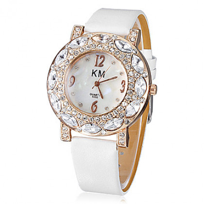 Роскошные женские Diamante набора PU Группа Кварцевые аналоговые наручные часы (разных цветов)