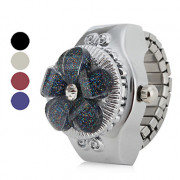 Роза женщин блеск лепесток стиле сплава аналоговые кварцевые часы кольцо (разных цветов)