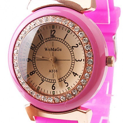 розовый кварц силиконовой лентой наручные часы движение с czechic украшения бриллиант