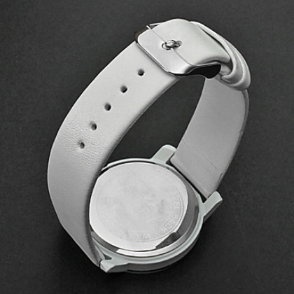 Серебряная пары чехол ПУ Аналоговые кварцевые наручные часы (белый)